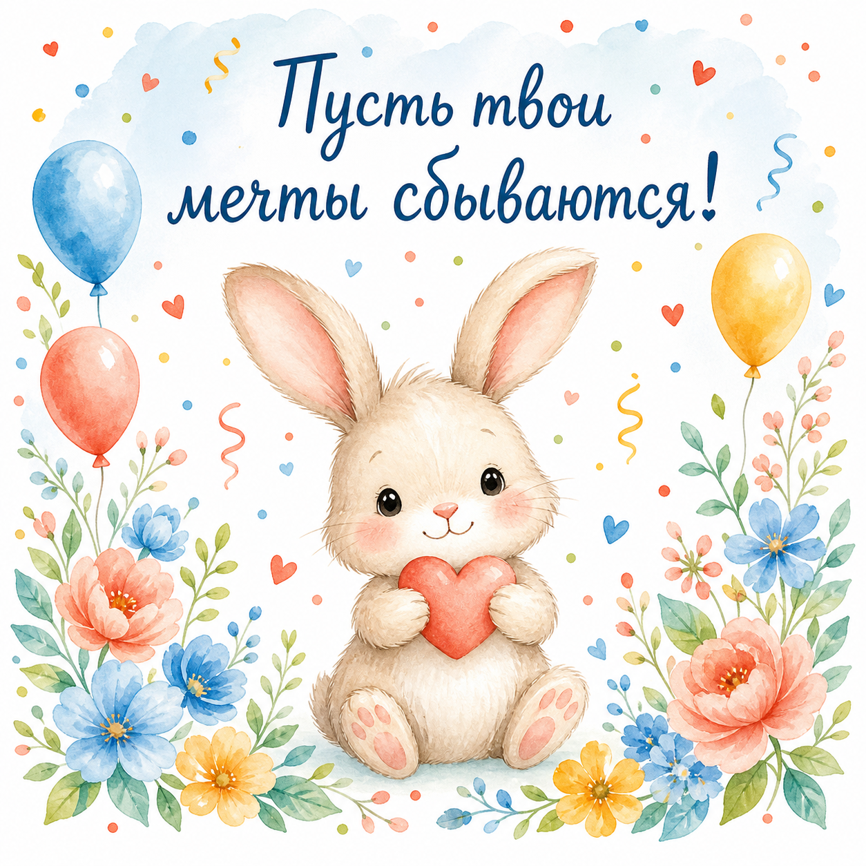 Открытка с зайчиком