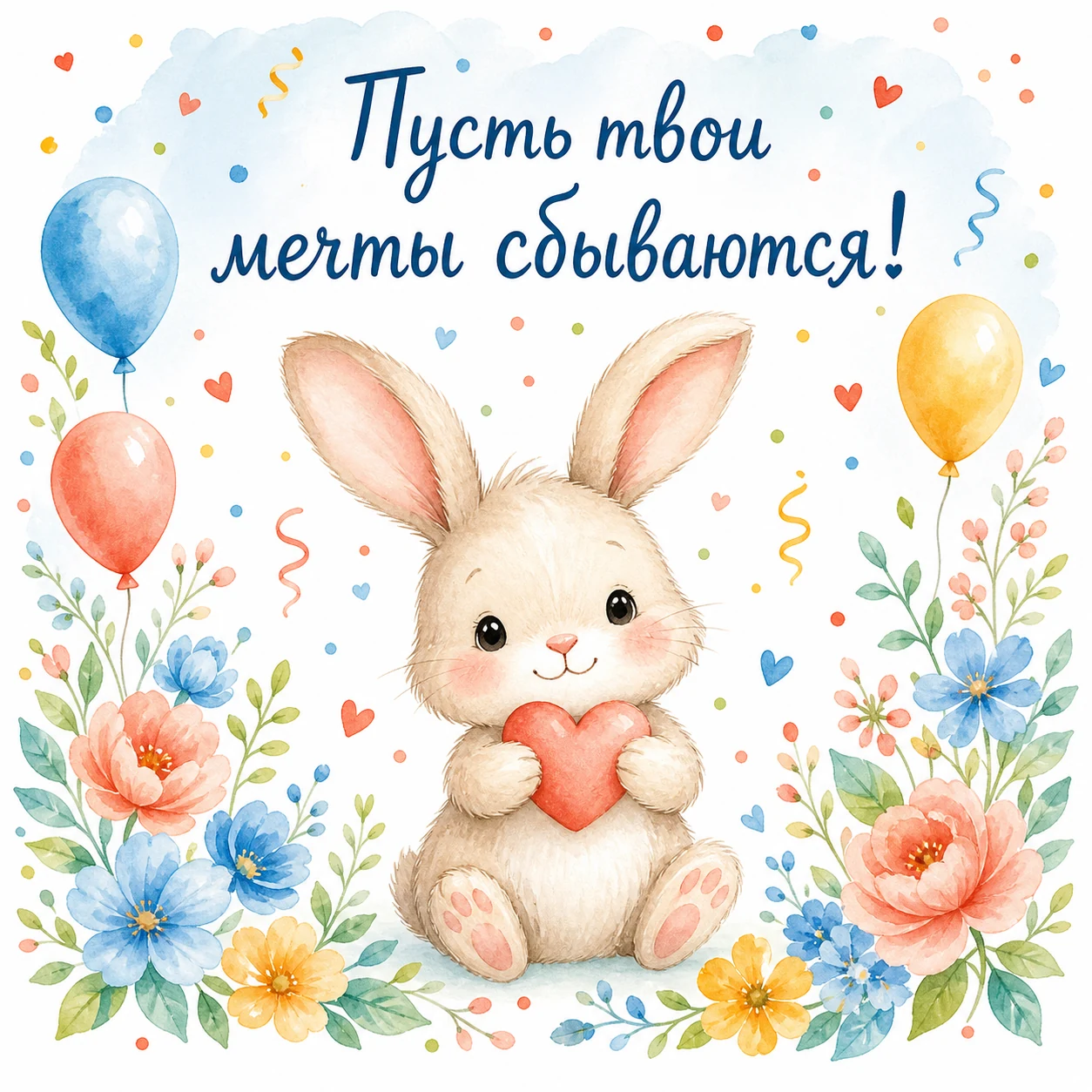 Открытка с зайчиком